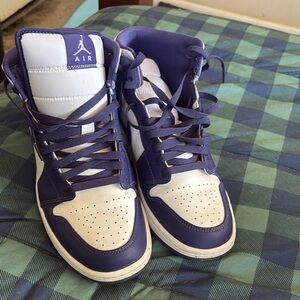 Jordan Retro High-Top Sneakers Purple and White